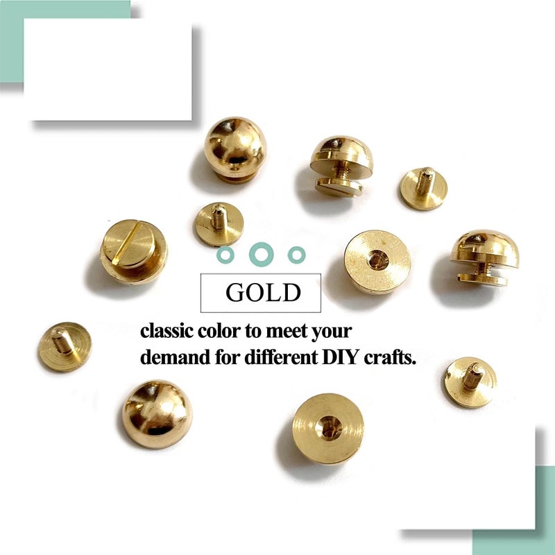 honigo 8 Pcs Gold Rivets Stud Handbag Purse Feet 1/2 inch Round Metal Solid Brass Studs Screw Back Feet 12mm Buckle Spikes Leathercraft for Leather Bag Totes DIY Craft - Image 5